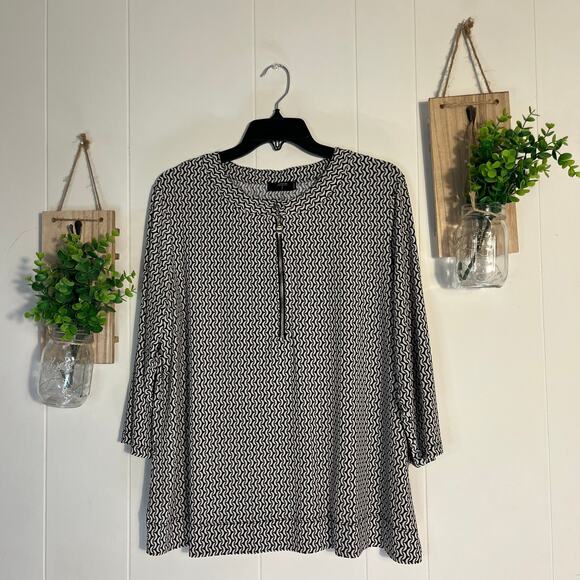 Women's Tahari 3/4 Sleeve Zip Front Blouse XL - Picture 1 of 5